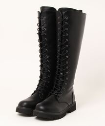 la farfa SHOES（ラ・ファーファ シューズ）の「la farfa shoes ラウンドトゥ 編み上げロングブーツ（ブーツ）」