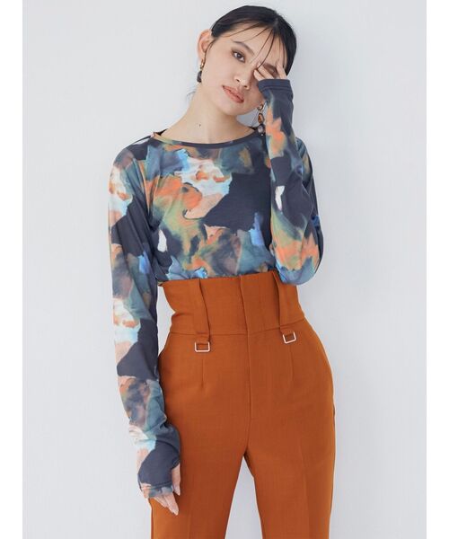 MURUA（ムルーア）の「ハイウエストストリングパンツ（その他パンツ・レディース・その他1/ブラック/オレンジ・1/2）」の6枚目の写真