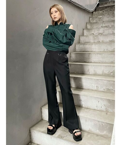 MURUA（ムルーア）の「ハイウエストストリングパンツ（その他パンツ・レディース・その他1/ブラック/オレンジ・1/2）」の9枚目の写真