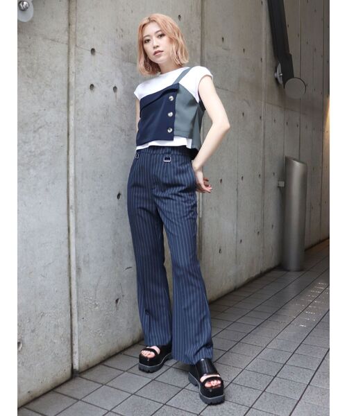 MURUA（ムルーア）の「ハイウエストストリングパンツ（その他パンツ・レディース・その他1/ブラック/オレンジ・1/2）」の14枚目の写真