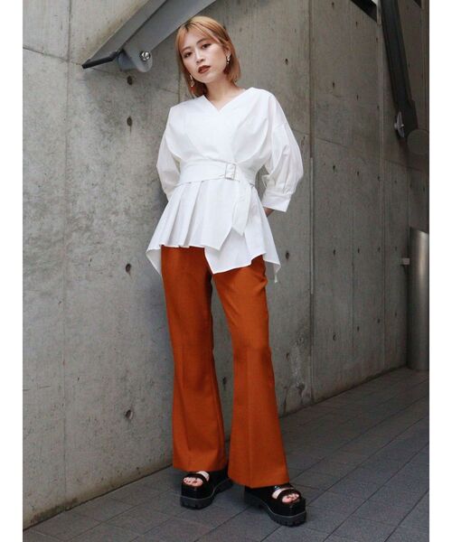 MURUA（ムルーア）の「ハイウエストストリングパンツ（その他パンツ・レディース・その他1/ブラック/オレンジ・1/2）」の22枚目の写真