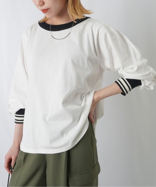tシャツ ラウンドネックロングスリーブカットソー レディース 楽天市場】Tシャツ カットソー レディース トップス ロング ロン