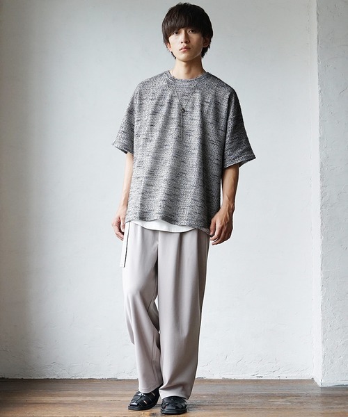 MinoriTY(マイノリティ)の「【いつもと違った大人の風合い】マルチボーダーニット サマーニット 半袖Tシャツ メンズ 夏服【MinoriTY】(ニット/セーター・メンズ・グレー/オレンジ/ブルー・M/S/L)」の6枚目の写真