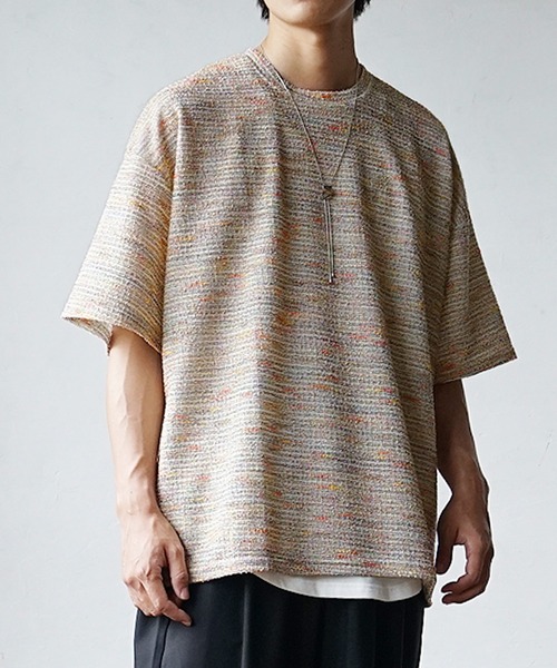 MinoriTY(マイノリティ)の「【いつもと違った大人の風合い】マルチボーダーニット サマーニット 半袖Tシャツ メンズ 夏服【MinoriTY】(ニット/セーター・メンズ・グレー/オレンジ/ブルー・M/S/L)」の12枚目の写真
