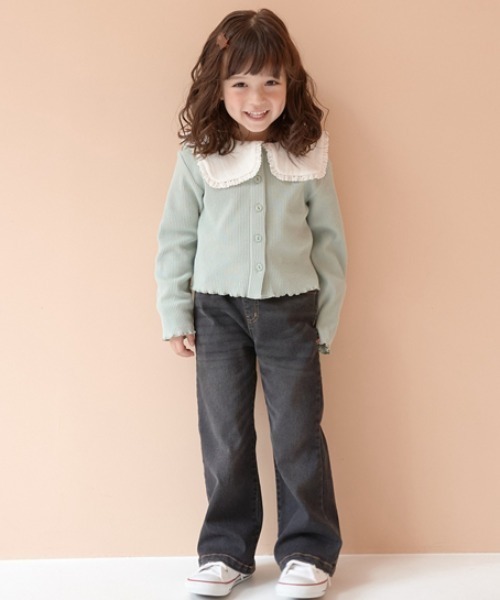 Lycee mine(リセマイン)の「きれいシルエットしっかりストレッチフレアデニムパンツ(その他パンツ・キッズ・ブラック/ネイビー・150cm/110cm/140cm/100cm/130cm/120cm)」の2枚目の写真