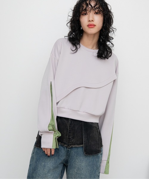 VACANCY（ヴァカンシー）の「ウェーブ配色ドッキングトレーナー（その他トップス・レディース・ブラック/ホワイト/グレー/サックスブルー・FREE）」の19枚目の写真