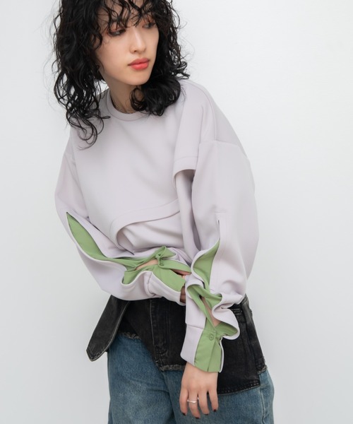 VACANCY（ヴァカンシー）の「ウェーブ配色ドッキングトレーナー（その他トップス・レディース・ブラック/ホワイト/グレー/サックスブルー・FREE）」の20枚目の写真