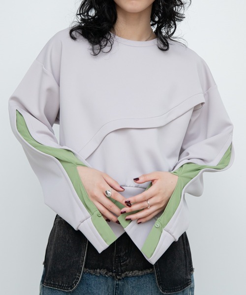 VACANCY（ヴァカンシー）の「ウェーブ配色ドッキングトレーナー（その他トップス・レディース・ブラック/ホワイト/グレー/サックスブルー・FREE）」の11枚目の写真