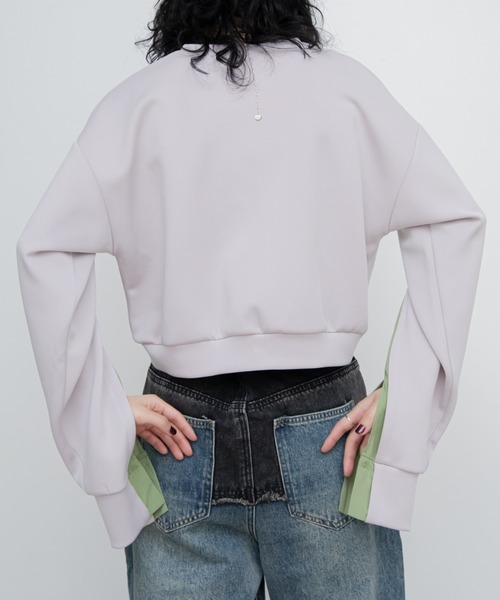 VACANCY（ヴァカンシー）の「ウェーブ配色ドッキングトレーナー（その他トップス・レディース・ブラック/ホワイト/グレー/サックスブルー・FREE）」の12枚目の写真