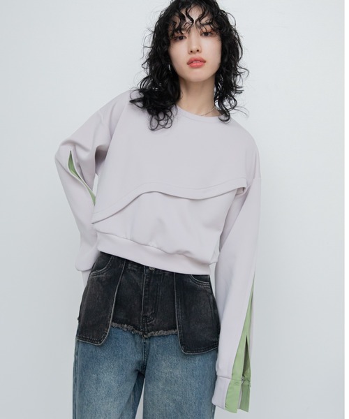 VACANCY（ヴァカンシー）の「ウェーブ配色ドッキングトレーナー（その他トップス・レディース・ブラック/ホワイト/グレー/サックスブルー・FREE）」の15枚目の写真