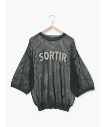 Samansa Mos2 | ロゴジャカードメッシュ編みニット(ニット/セーター)