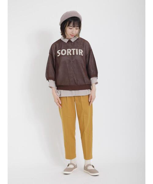 Samansa Mos2（サマンサ モスモス）の「ロゴジャカードメッシュ編みニット（ニット/セーター・レディース・チャコールグレー/ブラウン/ベージュ/グリーン・F）」の11枚目の写真