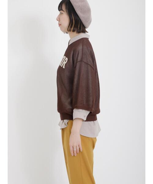 Samansa Mos2（サマンサ モスモス）の「ロゴジャカードメッシュ編みニット（ニット/セーター・レディース・チャコールグレー/ブラウン/ベージュ/グリーン・F）」の14枚目の写真