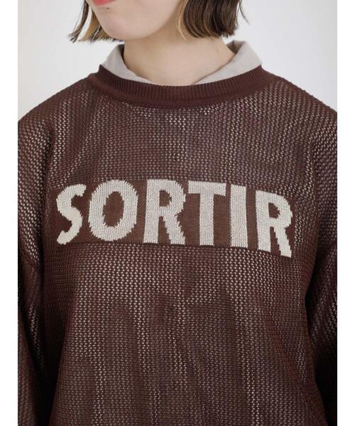 Samansa Mos2（サマンサ モスモス）の「ロゴジャカードメッシュ編みニット（ニット/セーター・レディース・チャコールグレー/ブラウン/ベージュ/グリーン・F）」の17枚目の写真