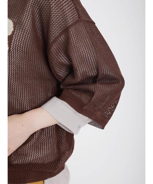 Samansa Mos2（サマンサ モスモス）の「ロゴジャカードメッシュ編みニット（ニット/セーター・レディース・チャコールグレー/ブラウン/ベージュ/グリーン・F）」の19枚目の写真
