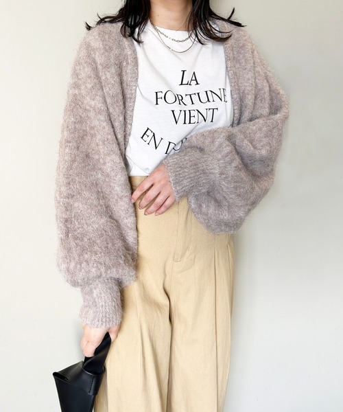 Meli rich（メリーリッチ）の「アルパカタッチショート丈ボレロカーディガン（カーディガン/ボレロ・レディース・ベージュ/オレンジ/グレー/オフホワイト/チャコール・MEDIUM）」の4枚目の写真