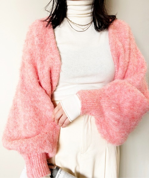 Meli rich（メリーリッチ）の「アルパカタッチショート丈ボレロカーディガン（カーディガン/ボレロ・レディース・ベージュ/オレンジ/グレー/オフホワイト/チャコール・MEDIUM）」の5枚目の写真