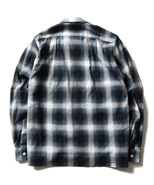 BEAMS PLUS（ビームスプラス）の「◆BEAMS PLUS / オンブレチチェック オープンカラーシャツ（シャツ/ブラウス・メンズ・ブラック/ブルー・LARGE/MEDIUM/SMALL/X-LARGE）」の7枚目の写真