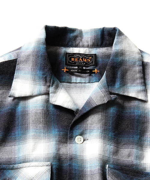BEAMS PLUS（ビームスプラス）の「◆BEAMS PLUS / オンブレチチェック オープンカラーシャツ（シャツ/ブラウス・メンズ・ブラック/ブルー・LARGE/MEDIUM/SMALL/X-LARGE）」の9枚目の写真