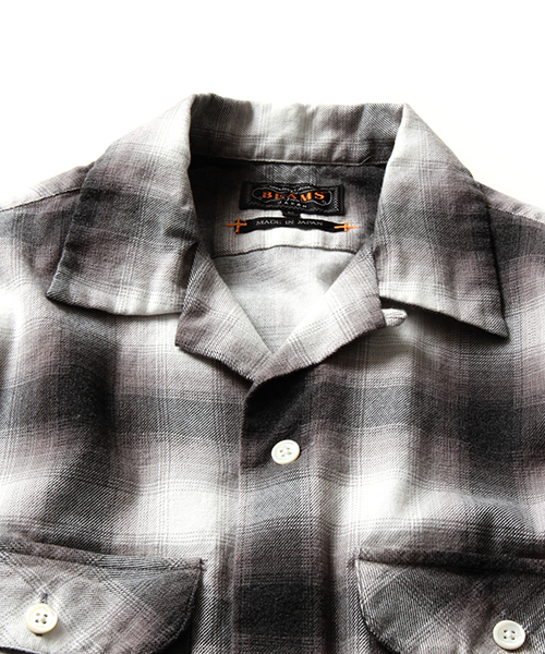 BEAMS PLUS（ビームスプラス）の「◆BEAMS PLUS / オンブレチチェック オープンカラーシャツ（シャツ/ブラウス・メンズ・ブラック/ブルー・LARGE/MEDIUM/SMALL/X-LARGE）」の10枚目の写真