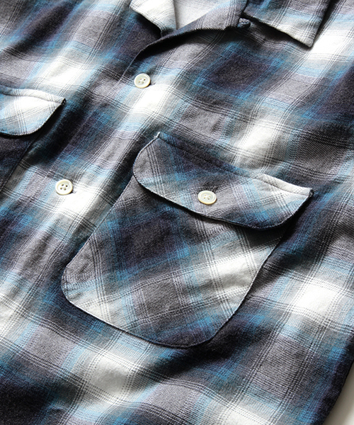 BEAMS PLUS（ビームスプラス）の「◆BEAMS PLUS / オンブレチチェック オープンカラーシャツ（シャツ/ブラウス・メンズ・ブラック/ブルー・LARGE/MEDIUM/SMALL/X-LARGE）」の11枚目の写真