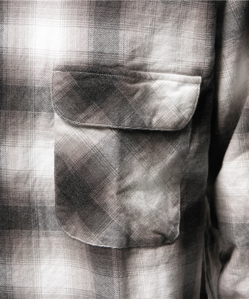 BEAMS PLUS（ビームスプラス）の「◆BEAMS PLUS / オンブレチチェック オープンカラーシャツ（シャツ/ブラウス・メンズ・ブラック/ブルー・LARGE/MEDIUM/SMALL/X-LARGE）」の16枚目の写真