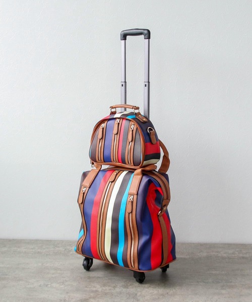 ４輪マルチストライプ柄　親子キャリーバック Three Four Time（ｽﾘｰﾌｫｰﾀｲﾑ）の「4輪マルチストライプ柄親子