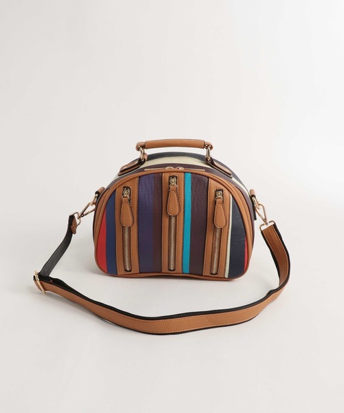 ４輪マルチストライプ柄　親子キャリーバック Three Four Time（ｽﾘｰﾌｫｰﾀｲﾑ）の「4輪マルチストライプ柄親子キャリー