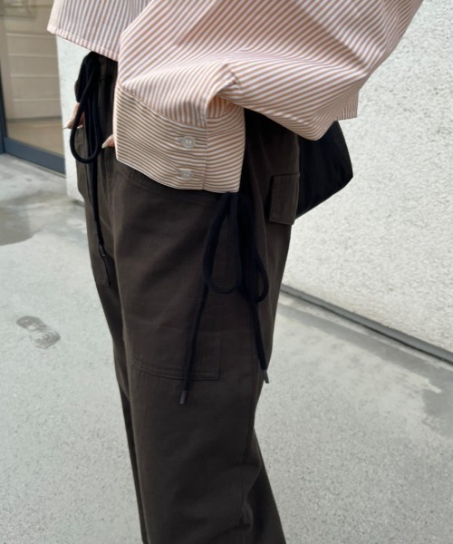 nemne store(ネンネストア)の「【低身長サイズあり】サイドリボンベイカーパンツ(カーゴパンツ・レディース・ピンク/スミクロ・SMALL/MEDIUM)」の6枚目の写真