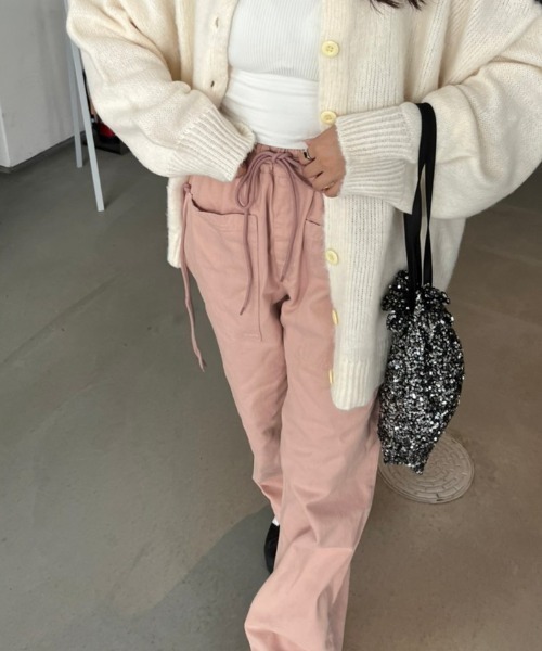 nemne store(ネンネストア)の「【低身長サイズあり】サイドリボンベイカーパンツ(カーゴパンツ・レディース・ピンク/スミクロ・SMALL/MEDIUM)」の8枚目の写真
