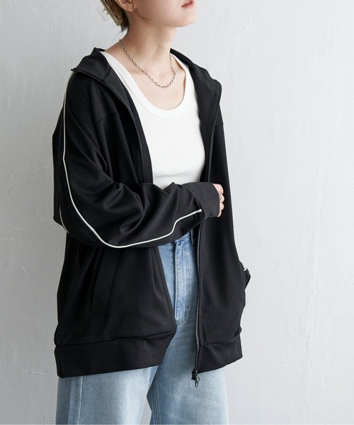 notch.（ノッチ）の「オーバーサイズユニセックストラックジャケット（ジャージ・レディース・ネイビー/ブラック/ブラウン・M）」の2枚目の写真