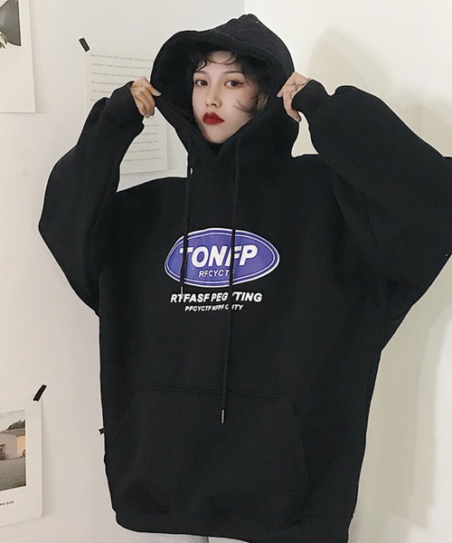 Chaco closet（チャコ クローゼット）の「ビッグシルエットアソートグラフィックパーカー YumeL/RARDIC/TONFP（パーカー・レディース・イエロー/グレー/ライトグレー/グリーン/ブラック系2/ブルー系2/グレー系1/ブラック系1・FREE）」の10枚目の写真