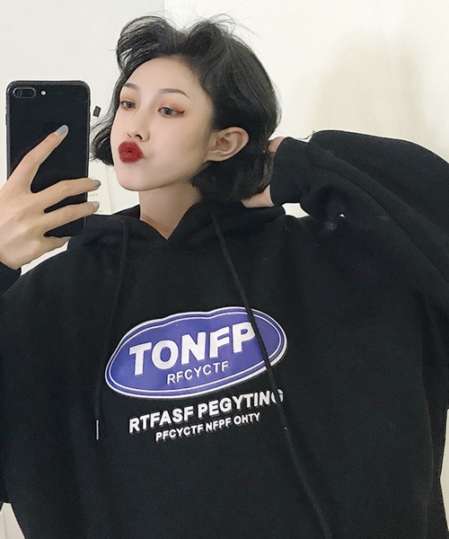 Chaco closet（チャコ クローゼット）の「ビッグシルエットアソートグラフィックパーカー YumeL/RARDIC/TONFP（パーカー・レディース・イエロー/グレー/ライトグレー/グリーン/ブラック系2/ブルー系2/グレー系1/ブラック系1・FREE）」の15枚目の写真