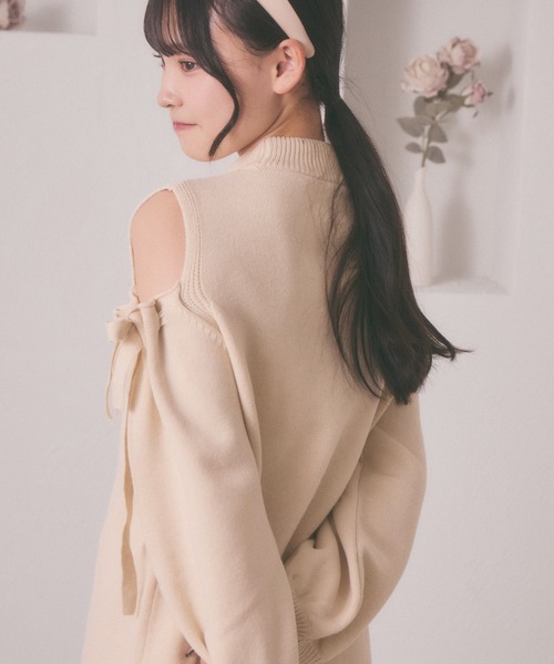 ニット セーター 「ZOZO限定」ショルダーリボンニットプルオーバー レディース Green Parks ニット セーター ・swing by ショルダーリボンプル