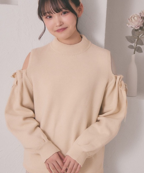 shrita（シュリータ）の「【shrita】ショルダーリボンニットプル