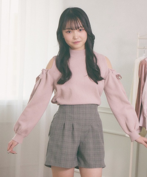 shrita（シュリータ）の「【shrita】ショルダーリボンニットプル