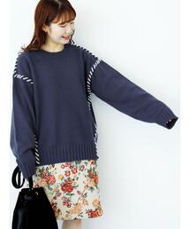 ehka sopo | 配色ステッチプルオーバー(ニット/セーター)