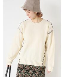 ehka sopo | 配色ステッチプルオーバー(ニット/セーター)