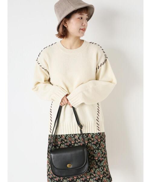 ehka sopo(エヘカソポ)の「配色ステッチプルオーバー(ニット/セーター・レディース・ブラック/ブルー/キナリ・F)」の20枚目の写真