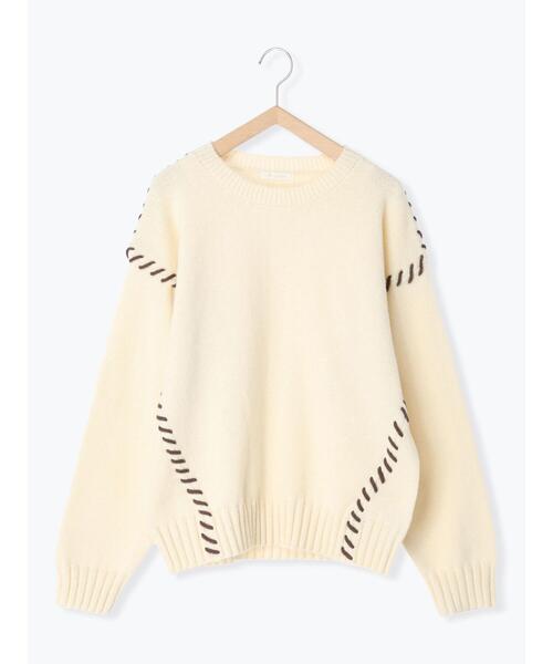 ehka sopo(エヘカソポ)の「配色ステッチプルオーバー(ニット/セーター・レディース・ブラック/ブルー/キナリ・F)」の10枚目の写真