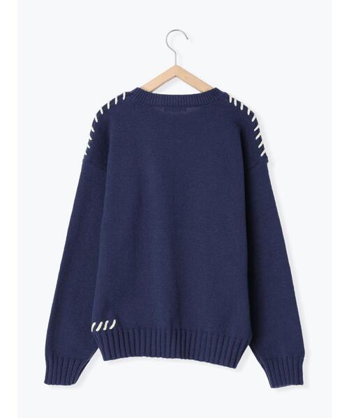 ehka sopo(エヘカソポ)の「配色ステッチプルオーバー(ニット/セーター・レディース・ブラック/ブルー/キナリ・F)」の13枚目の写真