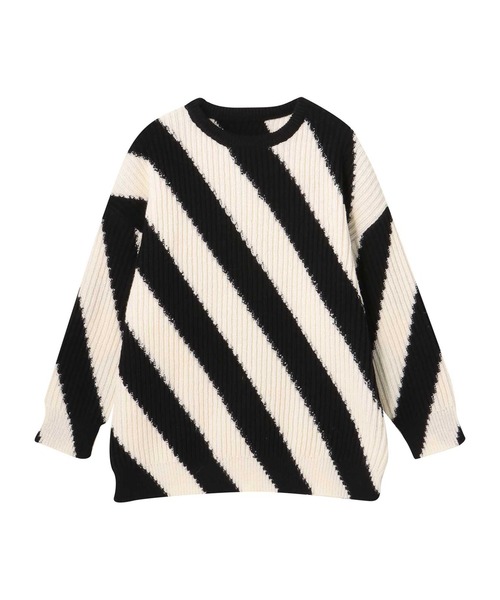 Settimissimo（セッティミッシモ）の「ワイドストライプオーバーサイズニット（ニット/セーター・レディース・ブルー/ブラック・FREE）」の19枚目の写真
