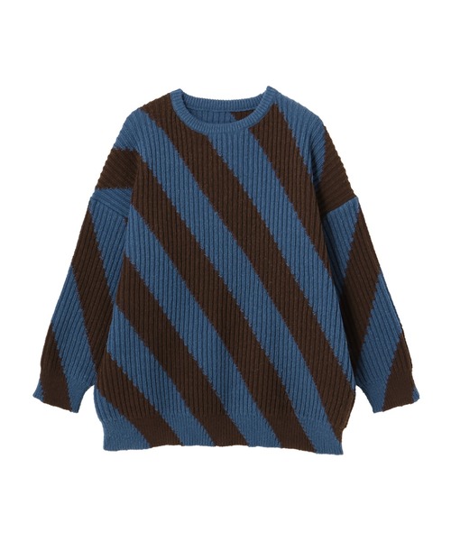 Settimissimo（セッティミッシモ）の「ワイドストライプオーバーサイズニット（ニット/セーター・レディース・ブルー/ブラック・FREE）」の18枚目の写真