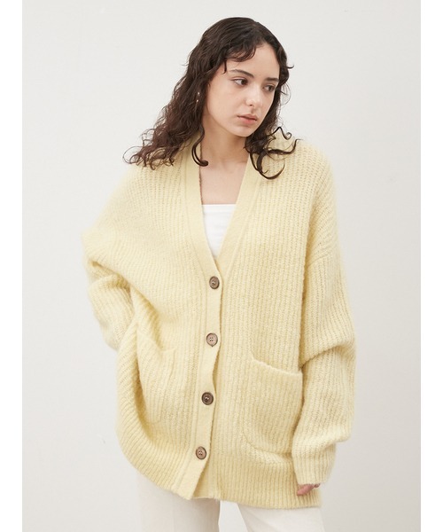 Mila Owen（ミラオーウェン）の「シェルボタンモヘヤシャギーカーデ