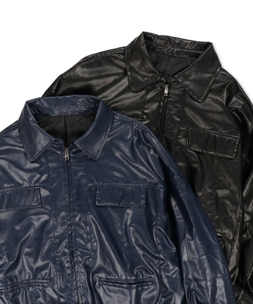 SPINNS（スピンズ）の「フェイクレザーボンバージャケット（ブルゾン