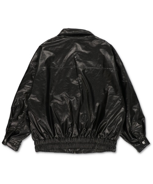 SPINNS（スピンズ）の「フェイクレザーボンバージャケット（ブルゾン・レディース・ネイビー/ブラック・ONESIZE）」の15枚目の写真