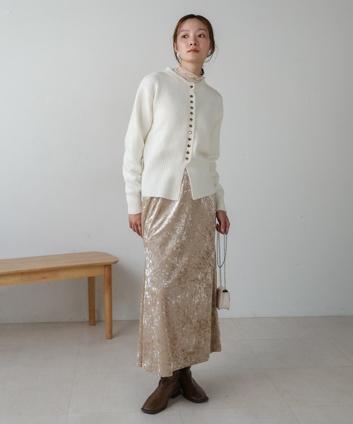 Bab（バブ）の「クラッシュベロアイージースカート（スカート・レディース・ベージュ/ブラウン・M/S）」の12枚目の写真