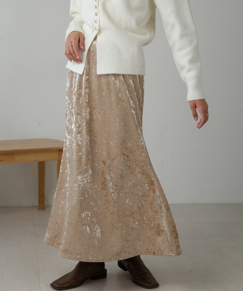Bab（バブ）の「クラッシュベロアイージースカート（スカート・レディース・ベージュ/ブラウン・M/S）」の14枚目の写真