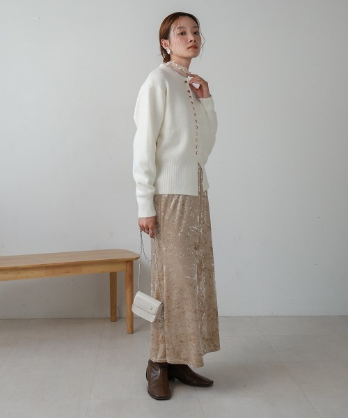 Bab（バブ）の「クラッシュベロアイージースカート（スカート・レディース・ベージュ/ブラウン・M/S）」の15枚目の写真