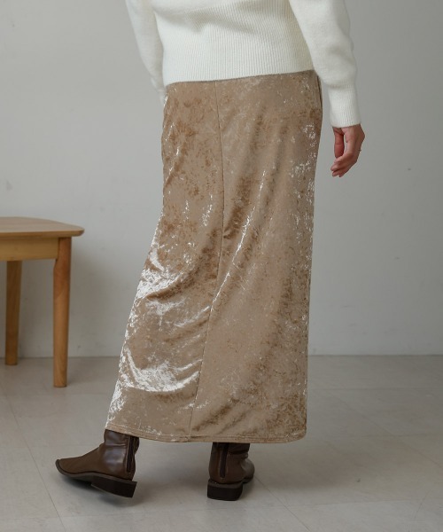 Bab（バブ）の「クラッシュベロアイージースカート（スカート・レディース・ベージュ/ブラウン・M/S）」の17枚目の写真